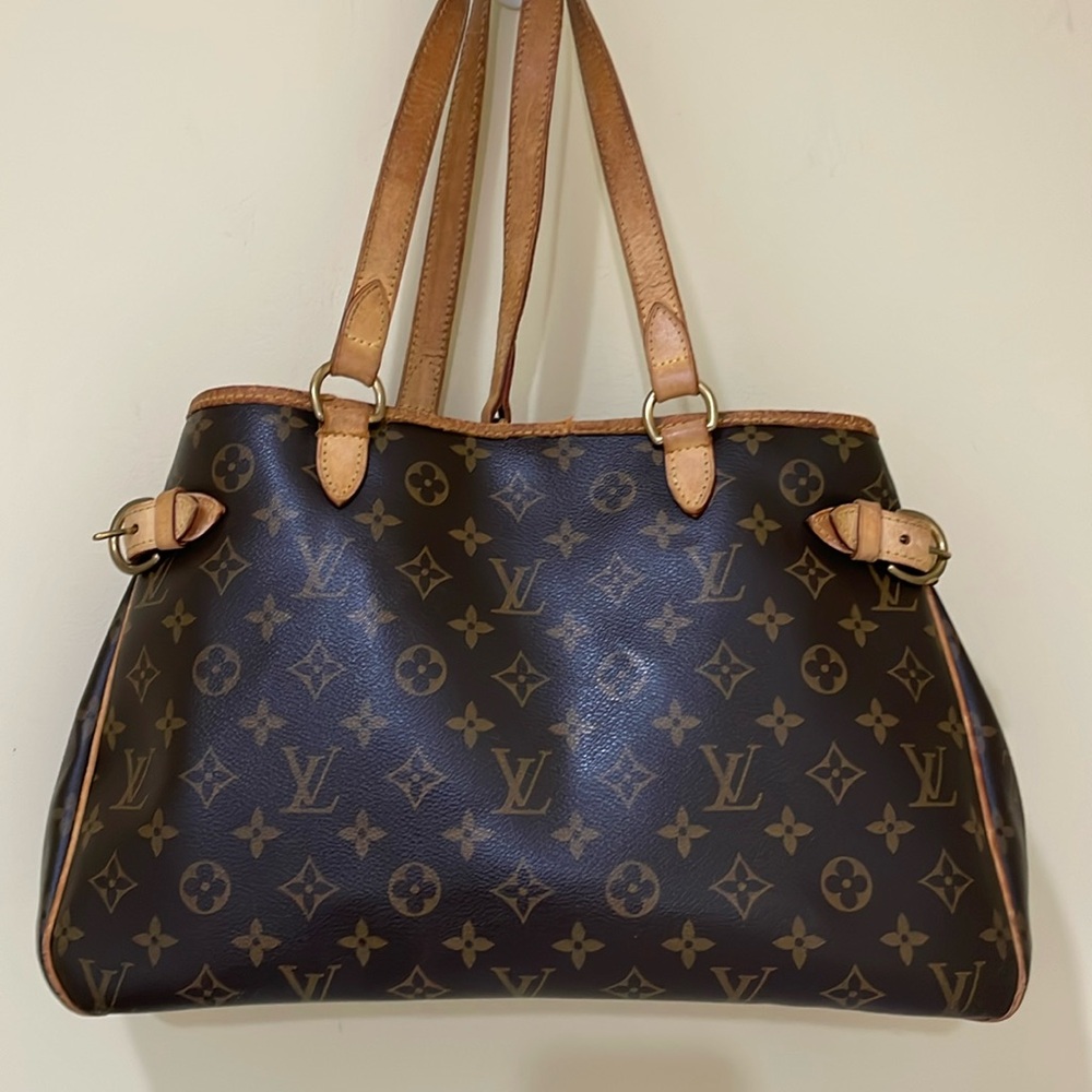 Louis Vuitton Monogram Canvas Brown Shoulder Bag with Tan Leather Handles